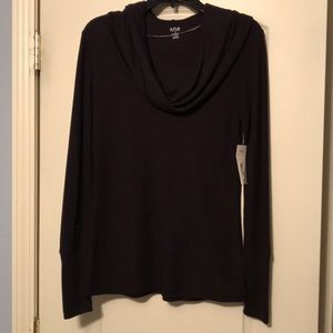 A.N.A. Black long sleeve cowl neck top